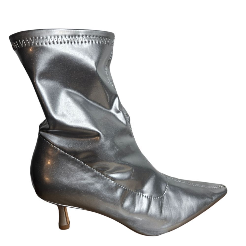 Urban Outfitters Silver Faux Leather Booties